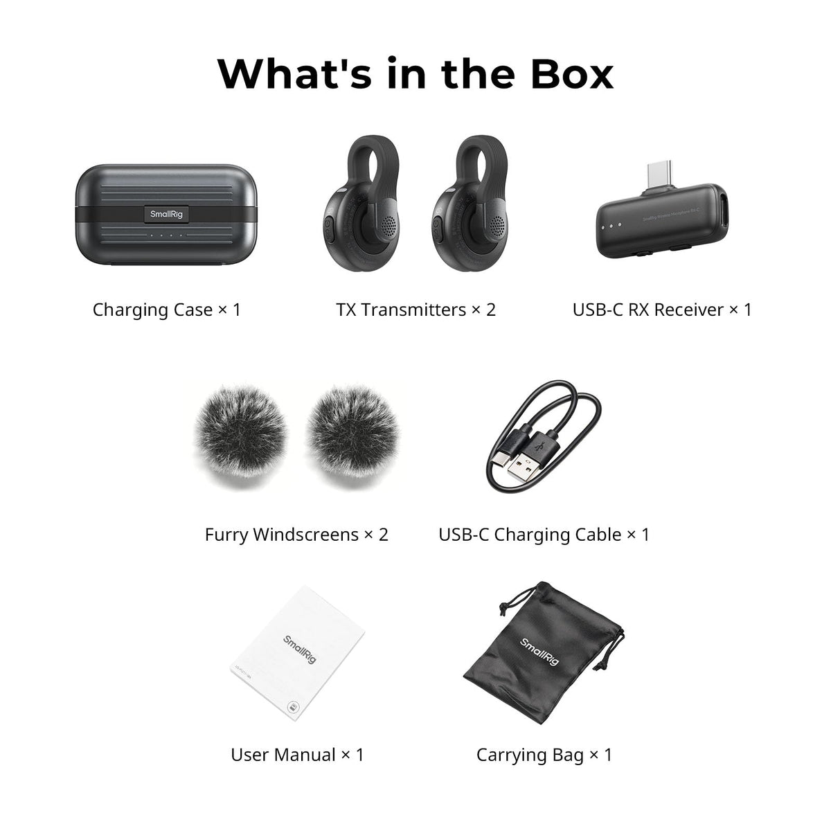 SmallRig S70 Wireless Mic (2 TX + 2 RX + Charging Case) - Black
