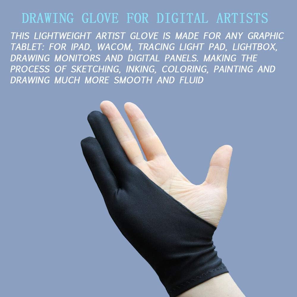 5 Pack Artist Glove for Drawing Tablet, Two-Finger Digital Drawing Gloves