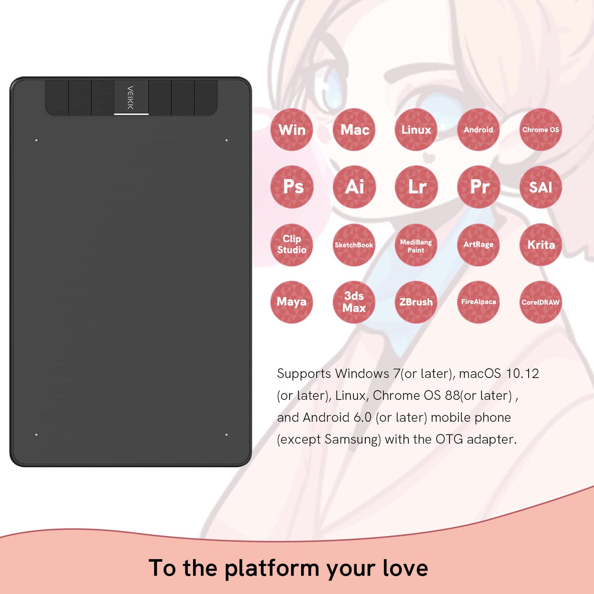 VEIKK Drawing Tablet Voila L 10X6 inch,Upgrade 16384 Levels Pen Pressure