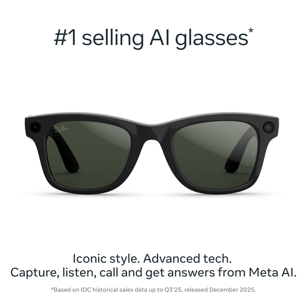 Meta Ray-Ban (Gen 2) Wayfarer Large Smart AI Glasses, Green Lenses