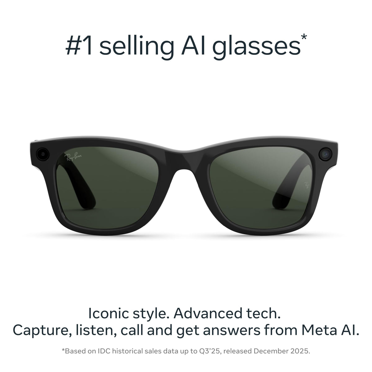 Meta Ray-Ban (Gen 2) Wayfarer Large Smart AI Glasses, Green Lenses