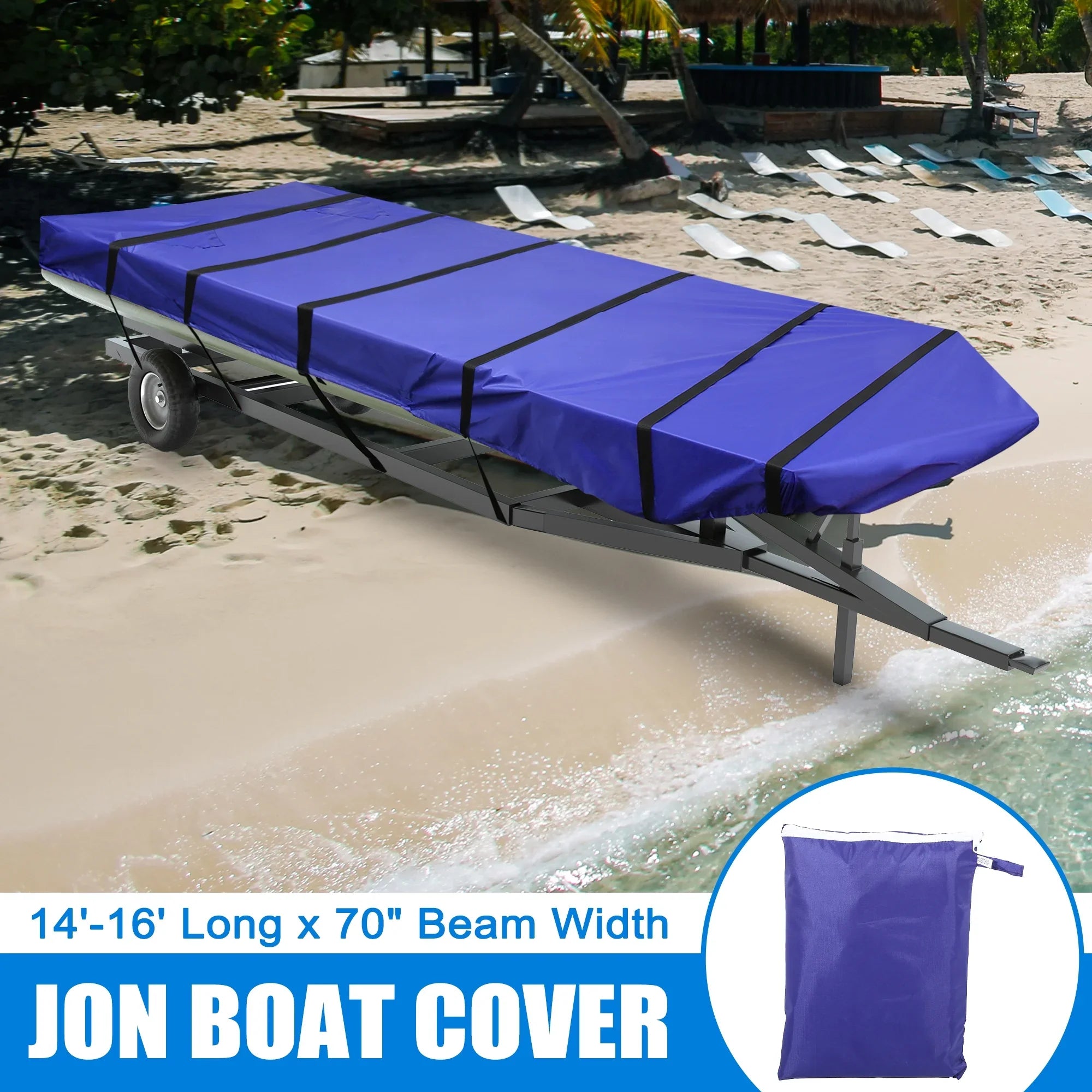 1 Set 14'-16'x70'' Jon Craft Shield 210D Polyester Air Vents Waterproof Sunshine Resist Watercraft Coating Blue