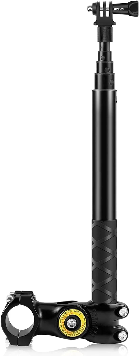 PULUZ Stable Aluminum Motorcycle Bicycle Camera Mount with Monopod Stand Shock-Proof Panora Capture Insta 360