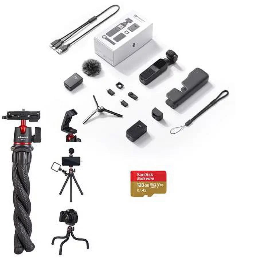 Pocket 2 Gimbal Camera Creator Combo - Bundle with 128GB microSD Card, Flexible Tripod