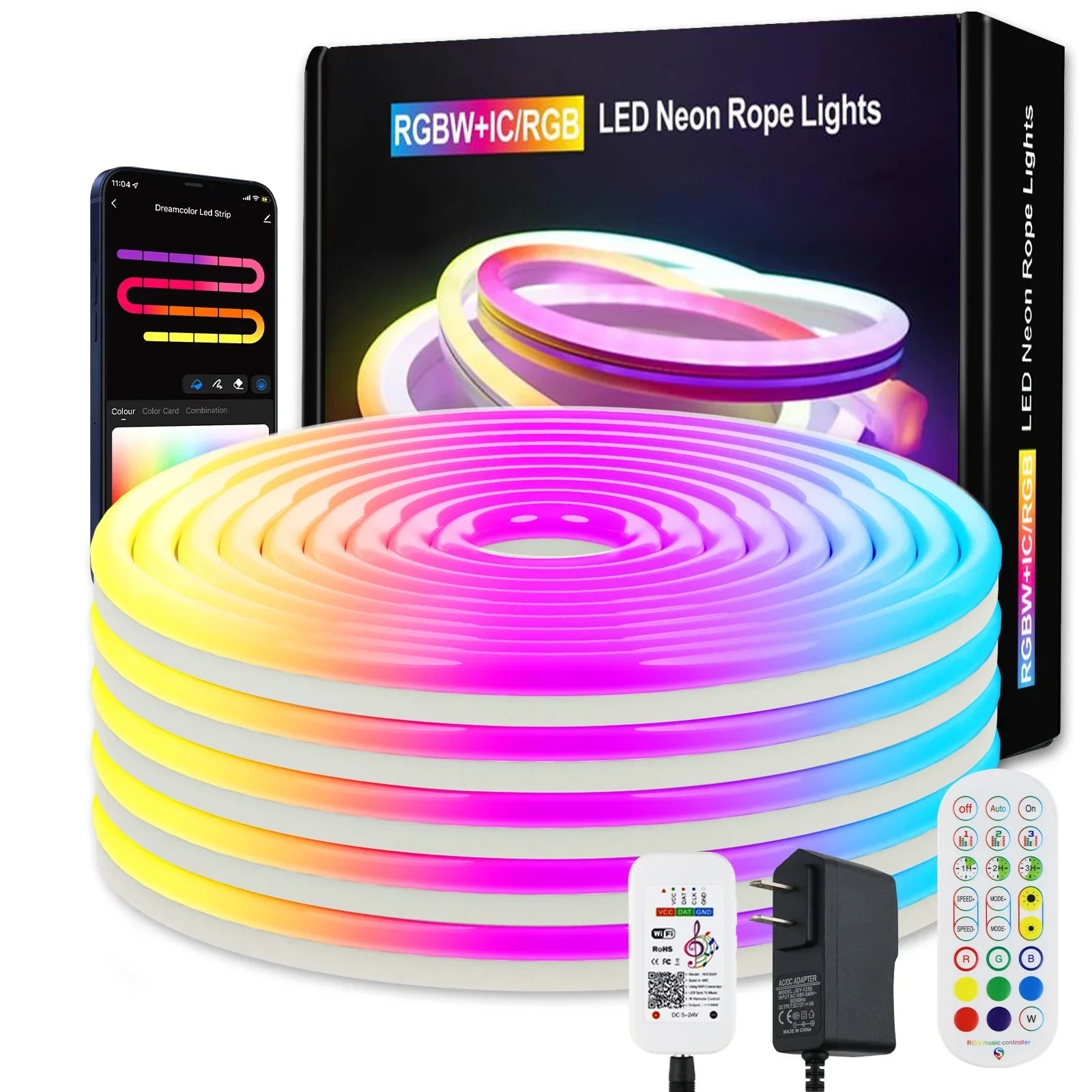 CheDux Flexible 9.8ft IP67 Waterproof Dimmable Lights LED Neon Light Strip With Remote Control Works With Alexa And Google, DIY Function, Music Sync For Wall, Living Room And Outdoor Decoraction