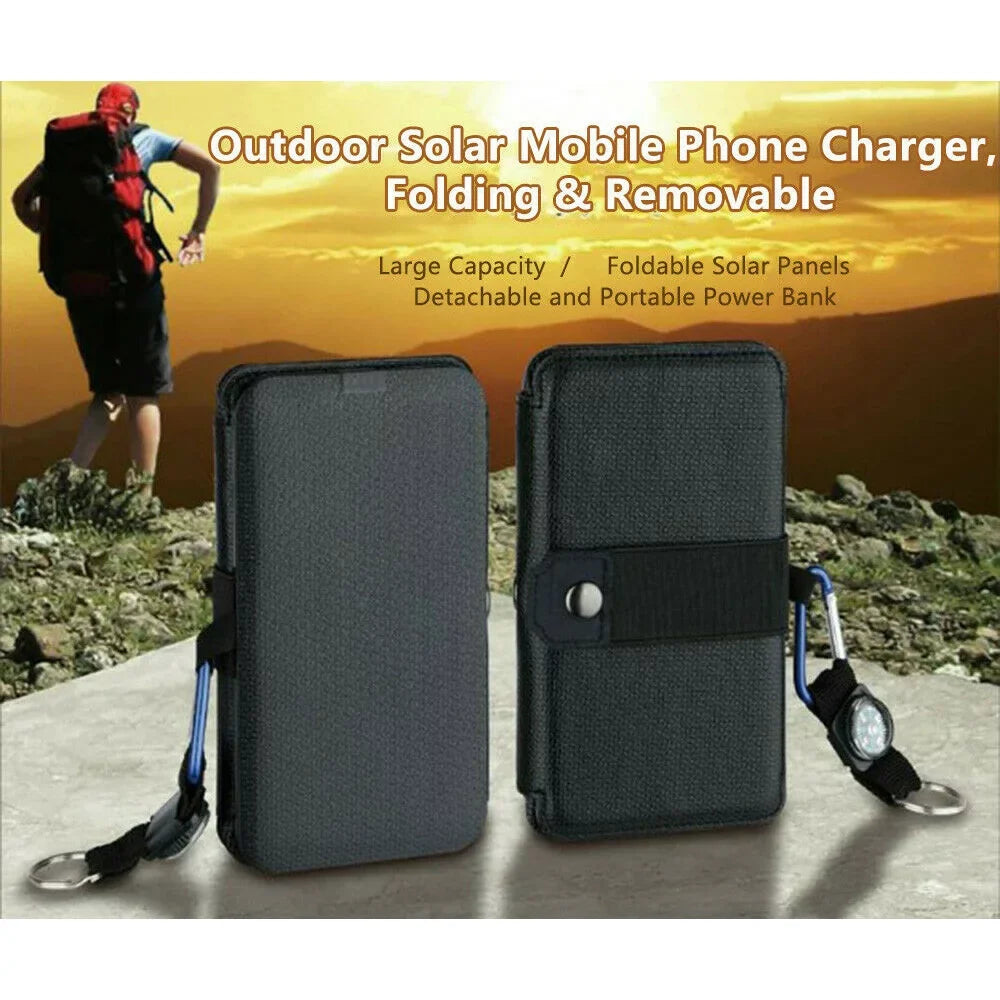 Jahy2Tech 4-Panel 7.2W Portable Solar Charger Power Bank Wireless Phone Charger with iPhone, Android