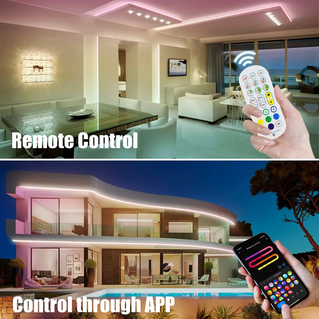 CheDux Flexible 9.8ft IP67 Waterproof Dimmable Lights LED Neon Light Strip With Remote Control Works With Alexa And Google, DIY Function, Music Sync For Wall, Living Room And Outdoor Decoraction