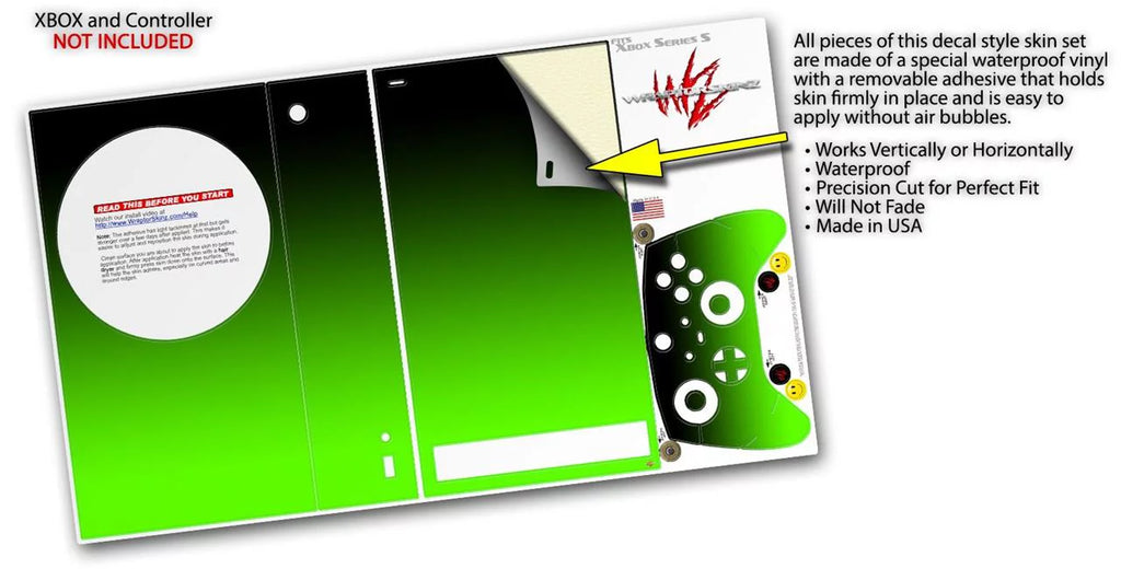 WraptorSkinz Skin Wrap Suitable with the 2020 XBOX Series S Console and Controller Smooth Fades Green Black (XBOX NOT INCLUDED)