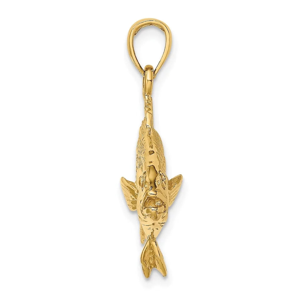 Auriga 14k Yellow Gold 3-D Textured Red Snapper Fish Charm Women (L - 19 mm, W - 34.6 mm)