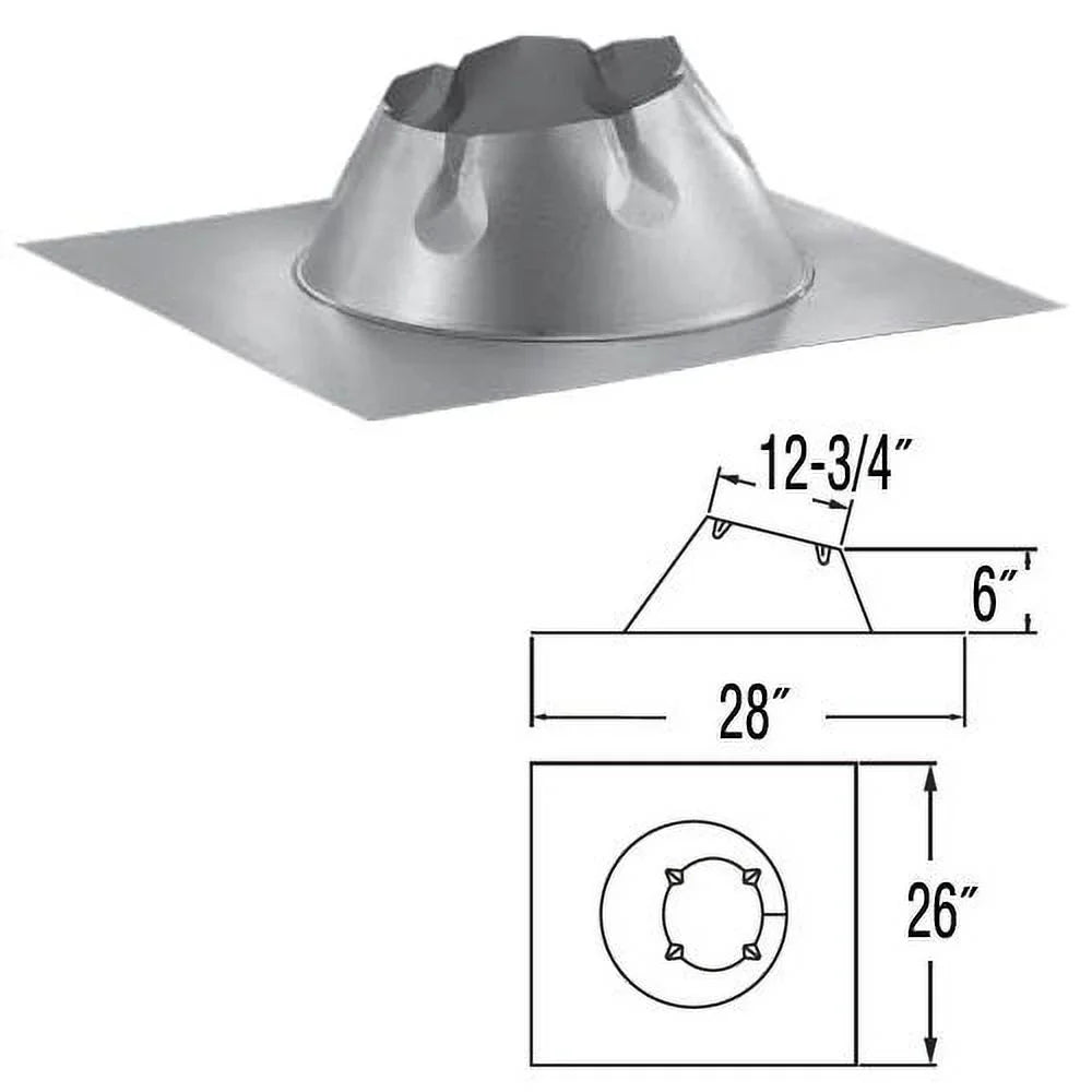 M & G Duravent 8DP-F6 8 Inch Dura-Vent Dura/plus Flashing 0/12-6/12 Galvalume Storm Collar Not Included
