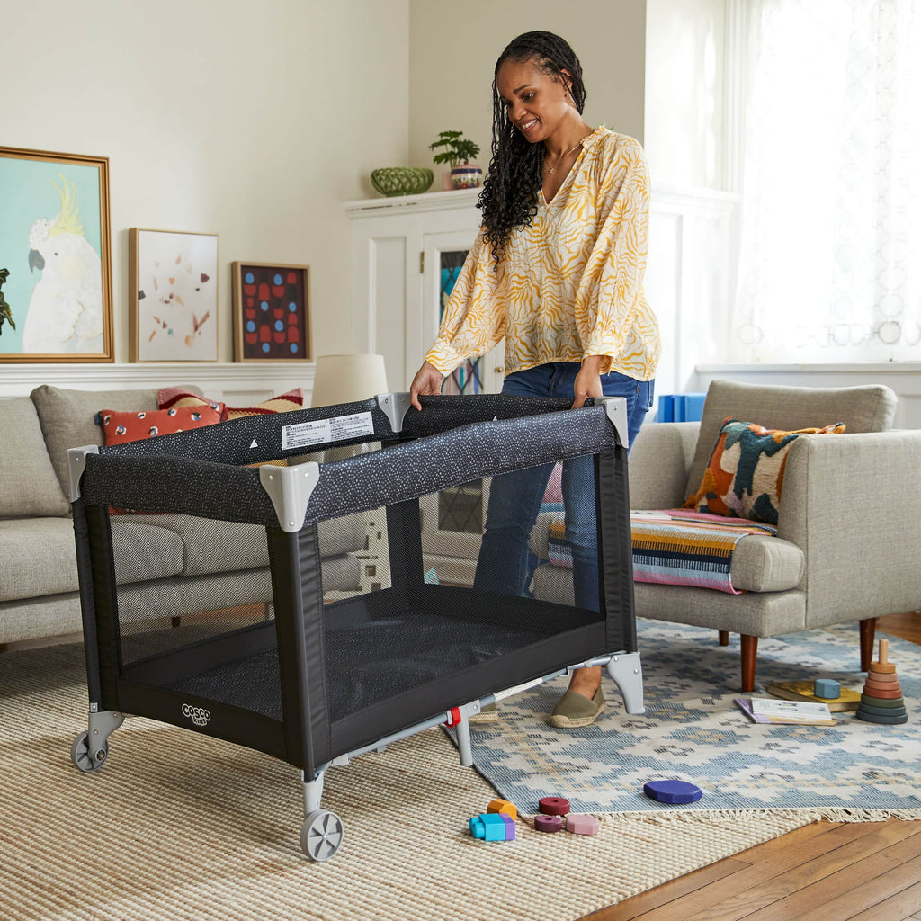 Cosco Kids Funsport Portable Compact Baby Play Yard with Carry Bag, Noir Dot