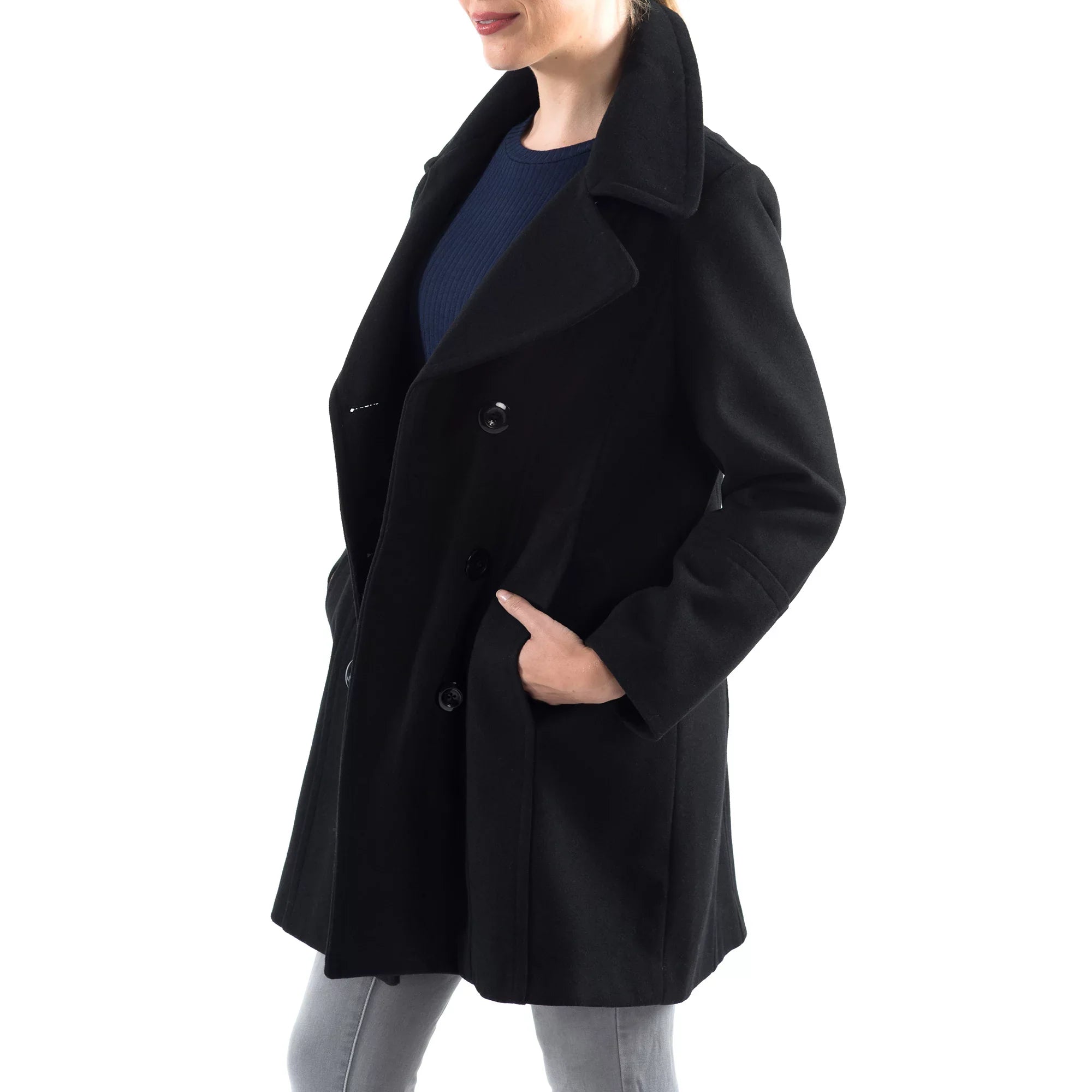 Alpine Swiss Norah Womens Wool Coat Double Breasted Peacoat Jacket Overcoat