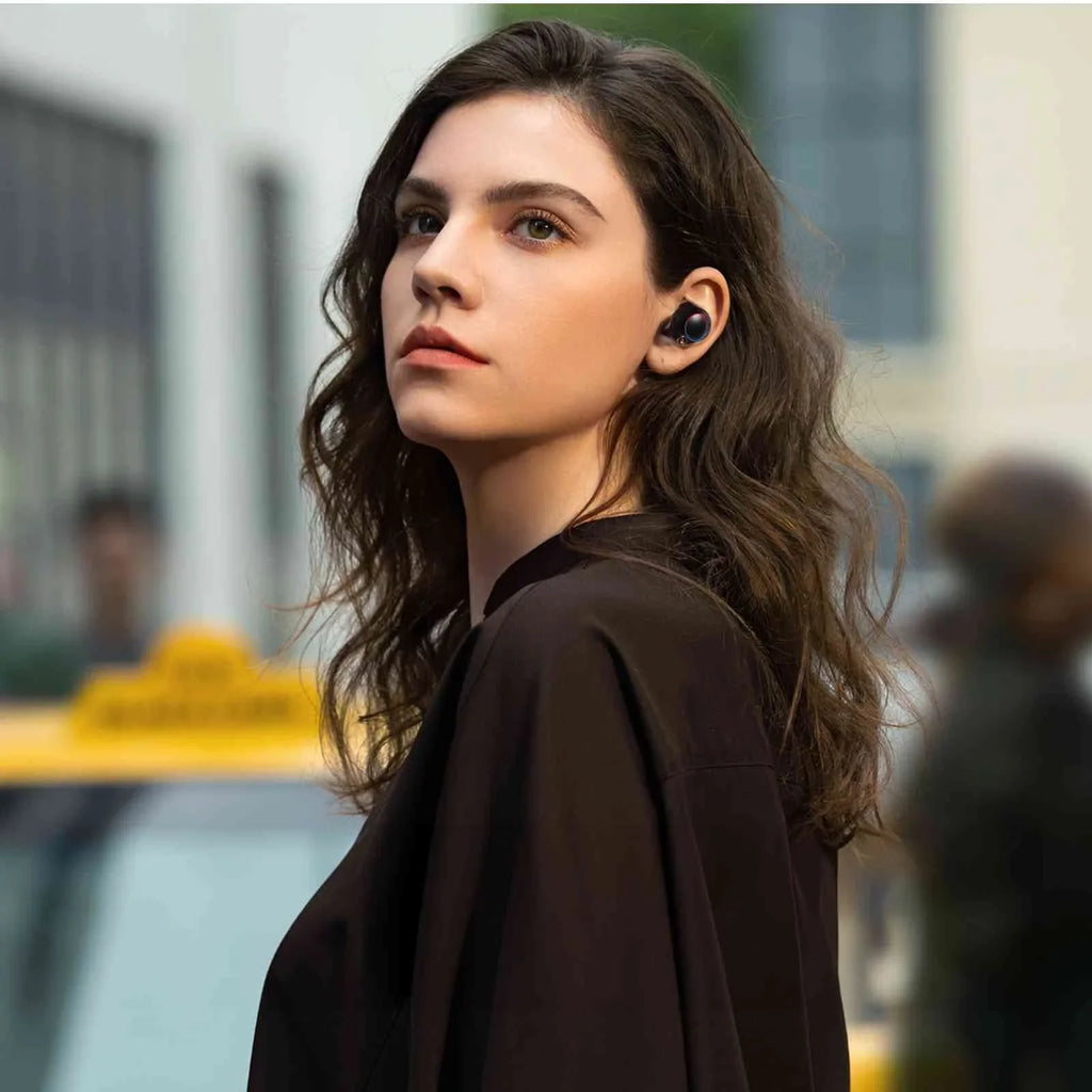 UrbanX True Wireless Bluetooth Earbuds + Charging Case, Black, Dual Connect, IPX5 Water Resistance, Bluetooth 5.2 Connection, Balanced, Bass Boost with Lenovo K5 Pro