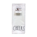 Rae Dunn Christmas Kitchen Towels Set of 2 White CHEERS - BON APPETIT Black LL Letter