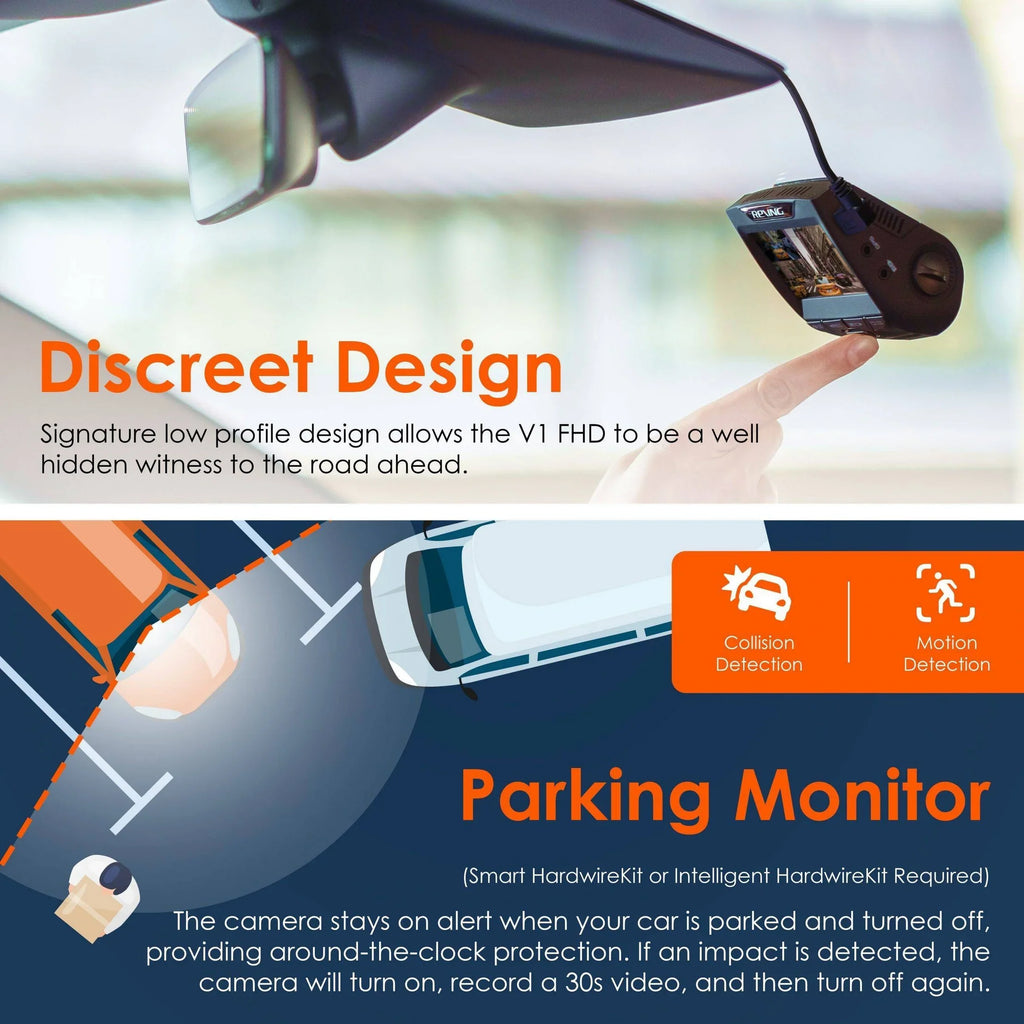 V1 FHD Single Channel 1080p Full HD Dash Cam