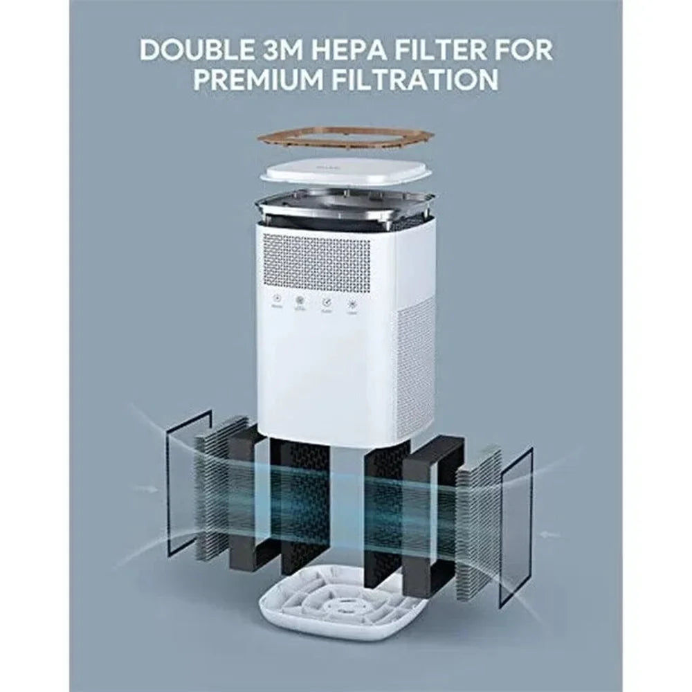 HEPA Air Purifier Home Pets with True 3M HEPA, LED Night Light, Touch Button, Activated Carbon Filter Large Room Bedroom Office White