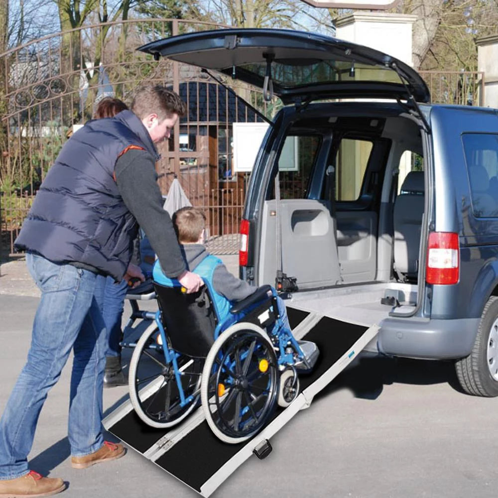 Ktaxon Portable Aluminum Non-skid Multifold Wheelchair Ramp Mobility Scooter Carrier 6FT 72" x 28"