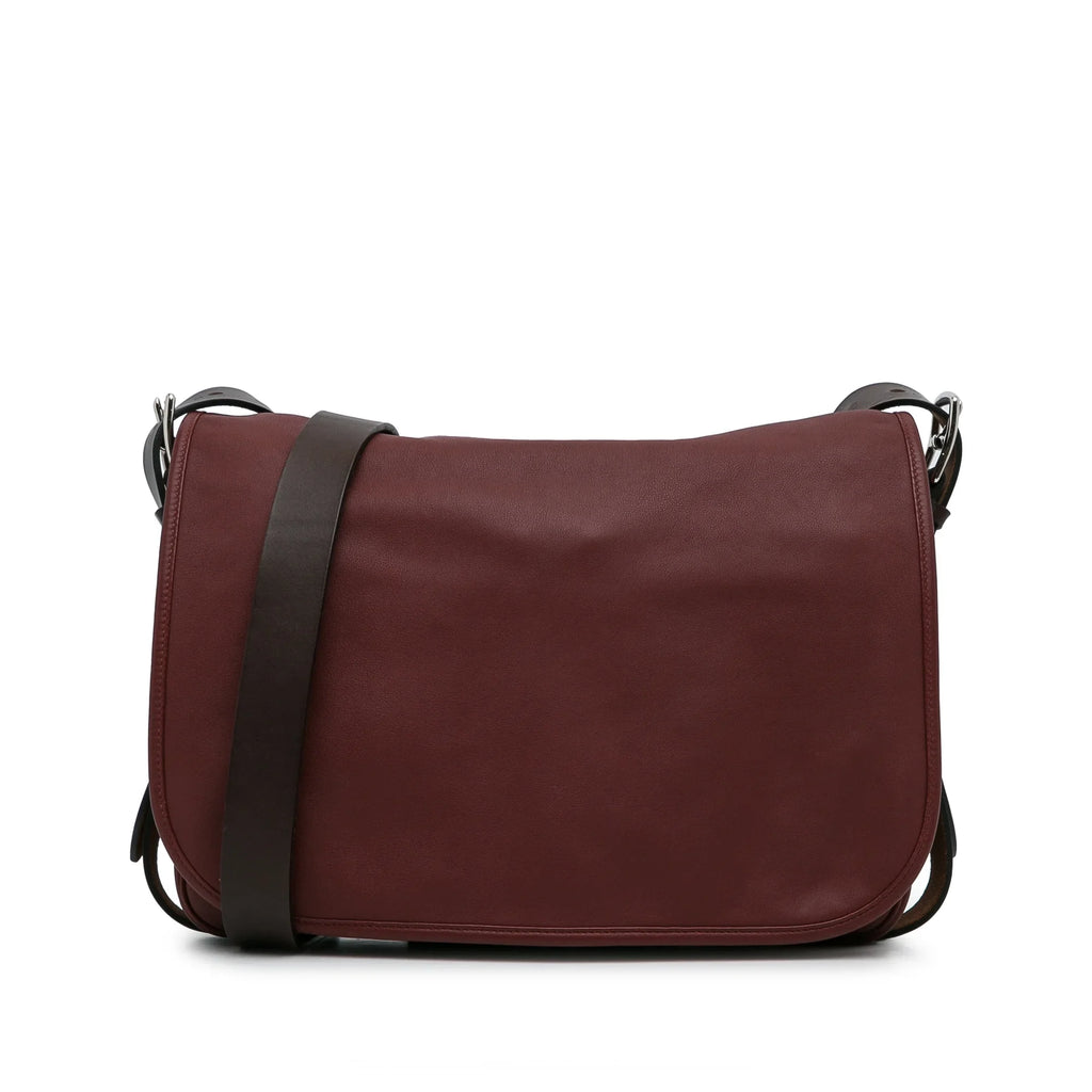Pre-Owned Authenticated Hermès Sikkim Barda 30 Messenger Bag Calf Leather Red Crossbody Bag Unisex (Good)