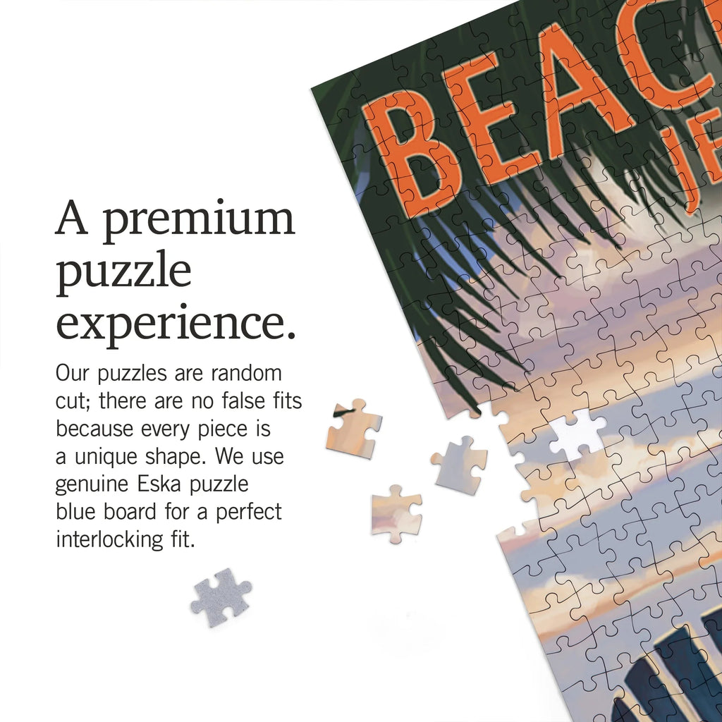 Lantern Press 1000 Piece Jigsaw Puzzle, Beachtown, Jekyll Island, Georgia, Adirondack Chair on the Beach