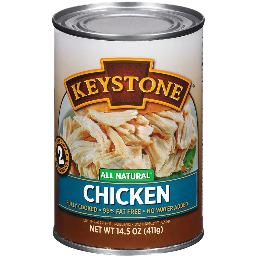 (12 Pack) Keystone All Natural Chicken 14.5 oz Can Emergency Survival Food For Camping Hiking and Backpacking Ready to Eat- Pack of 12 Cans