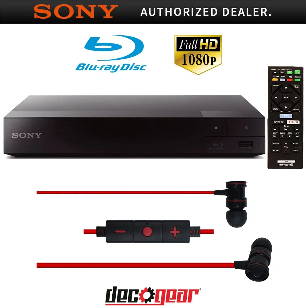 Sony Wi-Fi Streaming Blu-ray Disc Player (BDP-S3700) with Deco Gear In-Ear Headphones