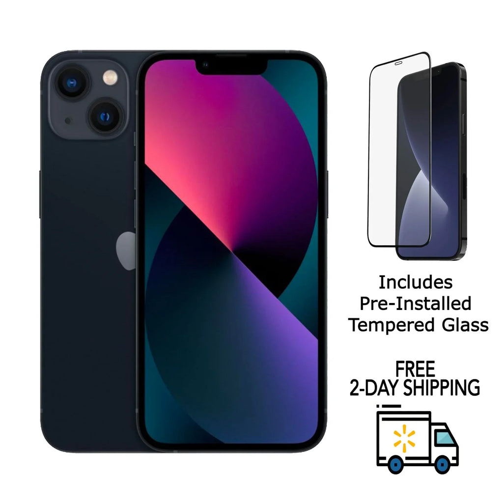 Pre-Owned Apple iPhone 13 Mini A2481 (Fully Unlocked) 128GB Midnight (Grade C) w/ Pre-Installed Tempered Glass