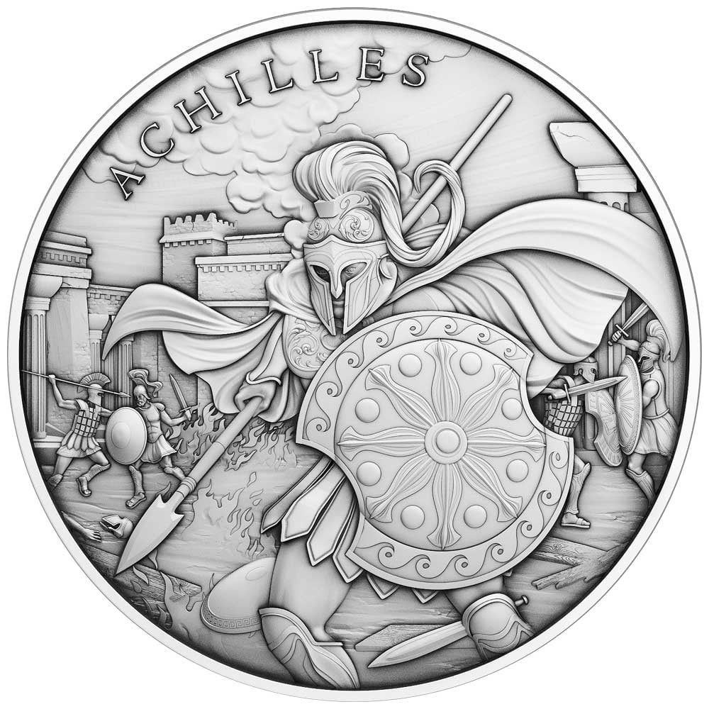 Lot of 10 - 1 Troy oz Achilles Design .999 Fine Silver Round