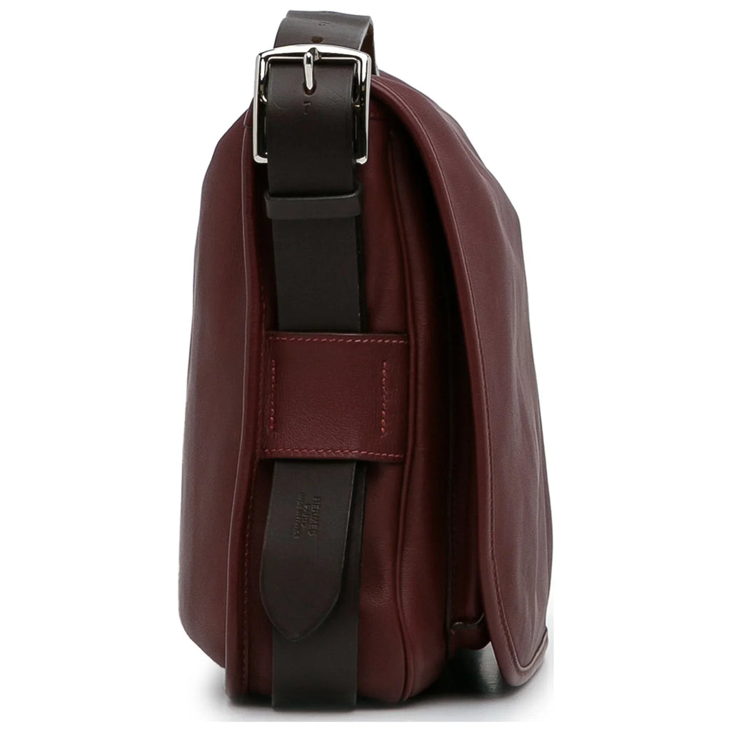 Pre-Owned Authenticated Hermès Sikkim Barda 30 Messenger Bag Calf Leather Red Crossbody Bag Unisex (Good)