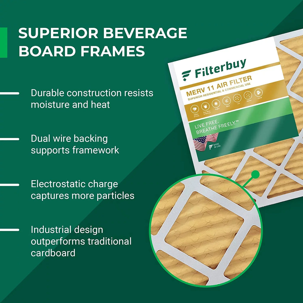 Filterbuy 12x12x1 MERV 11 Pleated HVAC AC Furnace Air Filters (6-Pack)
