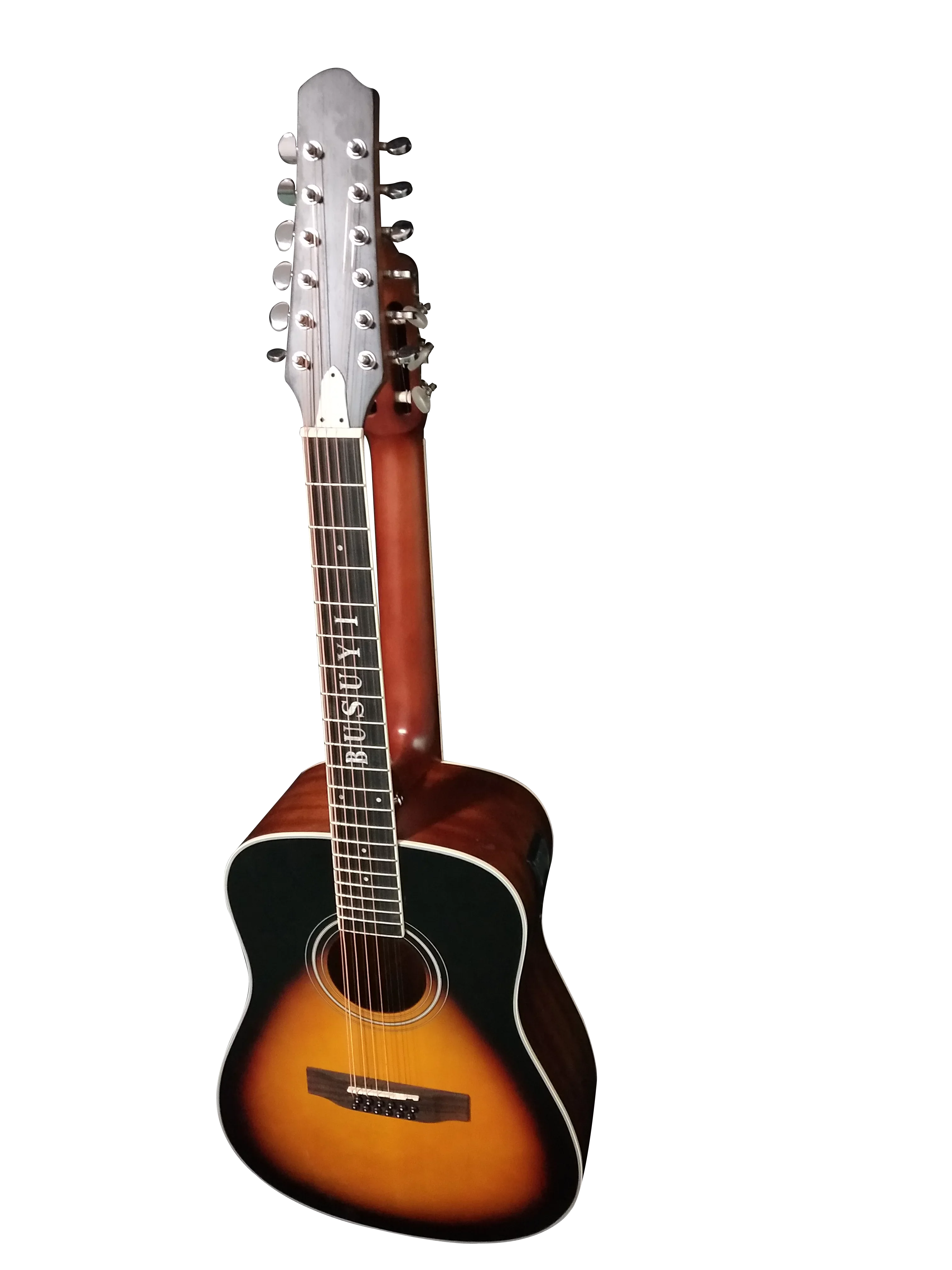 12/6 Strings Acoustic Double Neck, Double Sided Busuyi Guitar 2021 PT Sunset