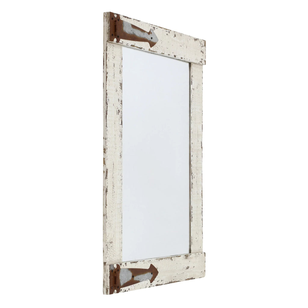 Serenad Farmhouse Wall Mirror White 30" x 22" by Aspire