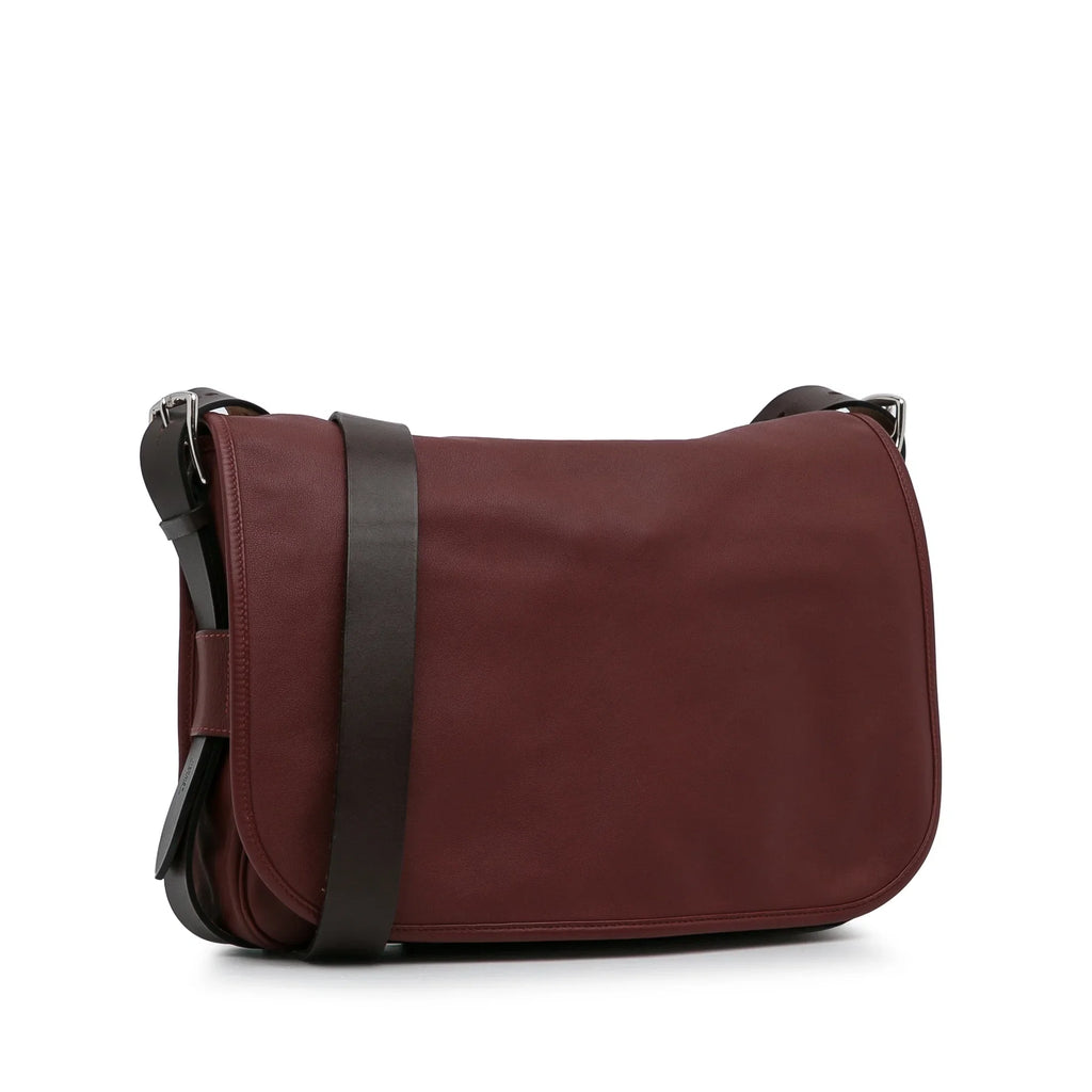 Pre-Owned Authenticated Hermès Sikkim Barda 30 Messenger Bag Calf Leather Red Crossbody Bag Unisex (Good)