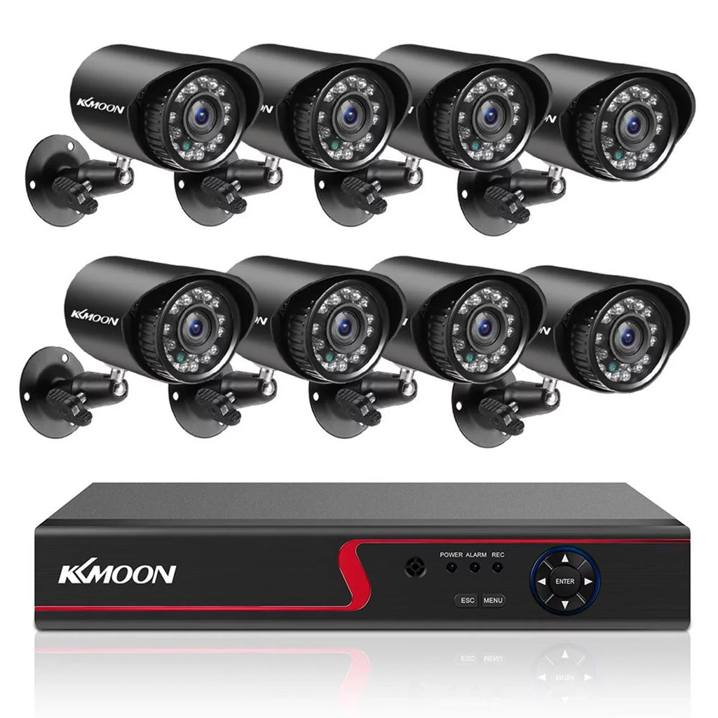 KKmoon DVR Video Recorder & 8 Cameras Set Recording System 16CH 1080P Full High Definition AHD/ IP/Analog/TVI/CVI/ DVR CCTV Digital Video Recorder DVR P2P Remote Phone Monitoring Home