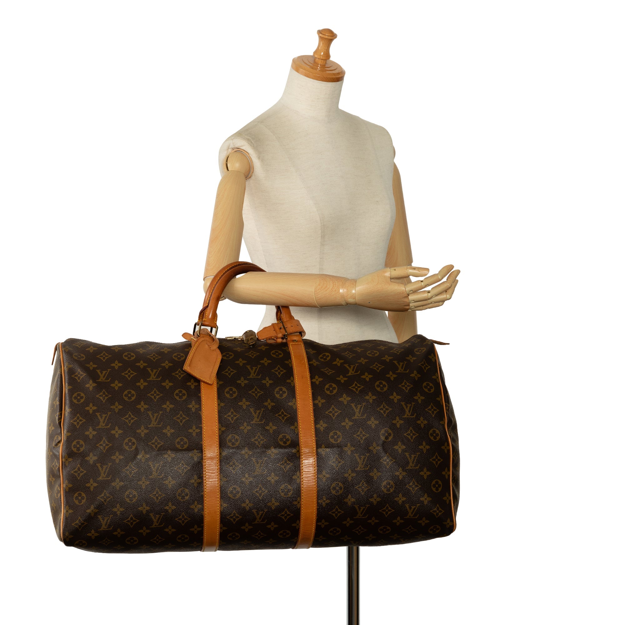 Pre-Owned Authenticated Louis Vuitton Monogram Keepall 60 Canvas Brown Travel Bag WeekenderBag Unisex (Fair)