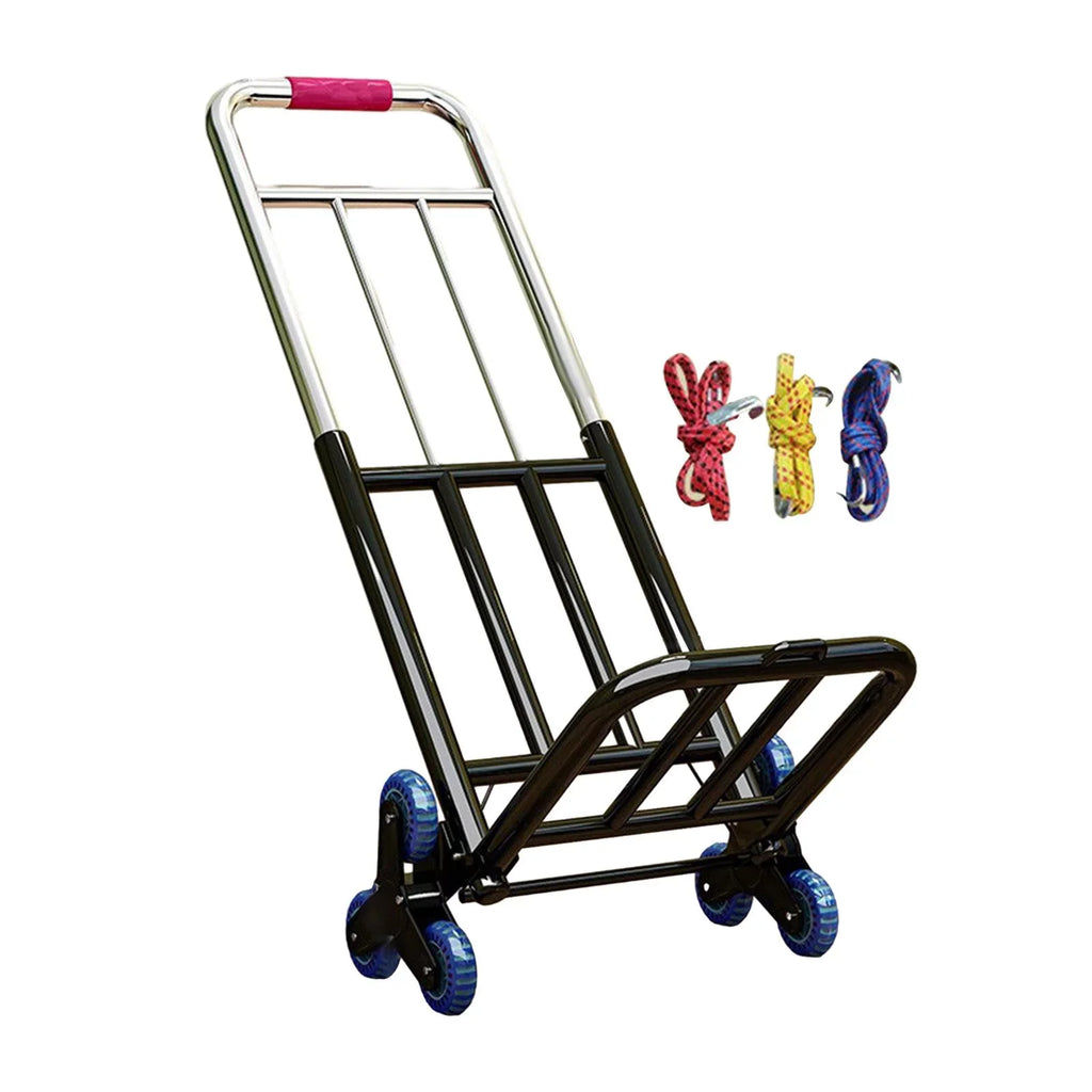 Foldable Hand Trolley Adjustable Handle Portable Adjustable Luggage Handcart 28mm Diameter