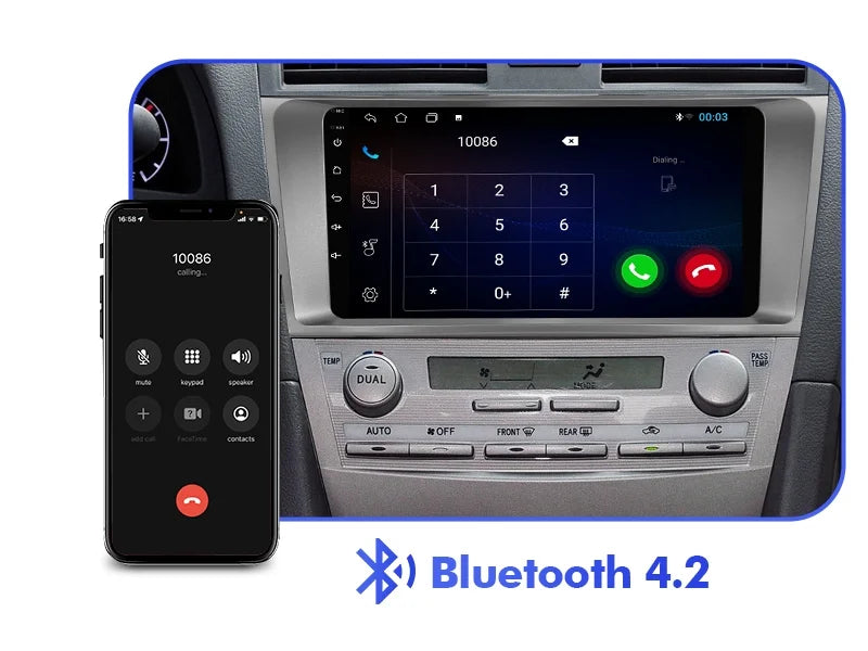 2+32G Android 10 Double Din Car Stereo Toyota Carmy 2006-2011 with 9 Inch Touchscreen Radio Built-in Wireless Carplay/Android Auto/GPS/Bluetooth/FM/AUX-in/Steering Wheel Control/Backup Camera