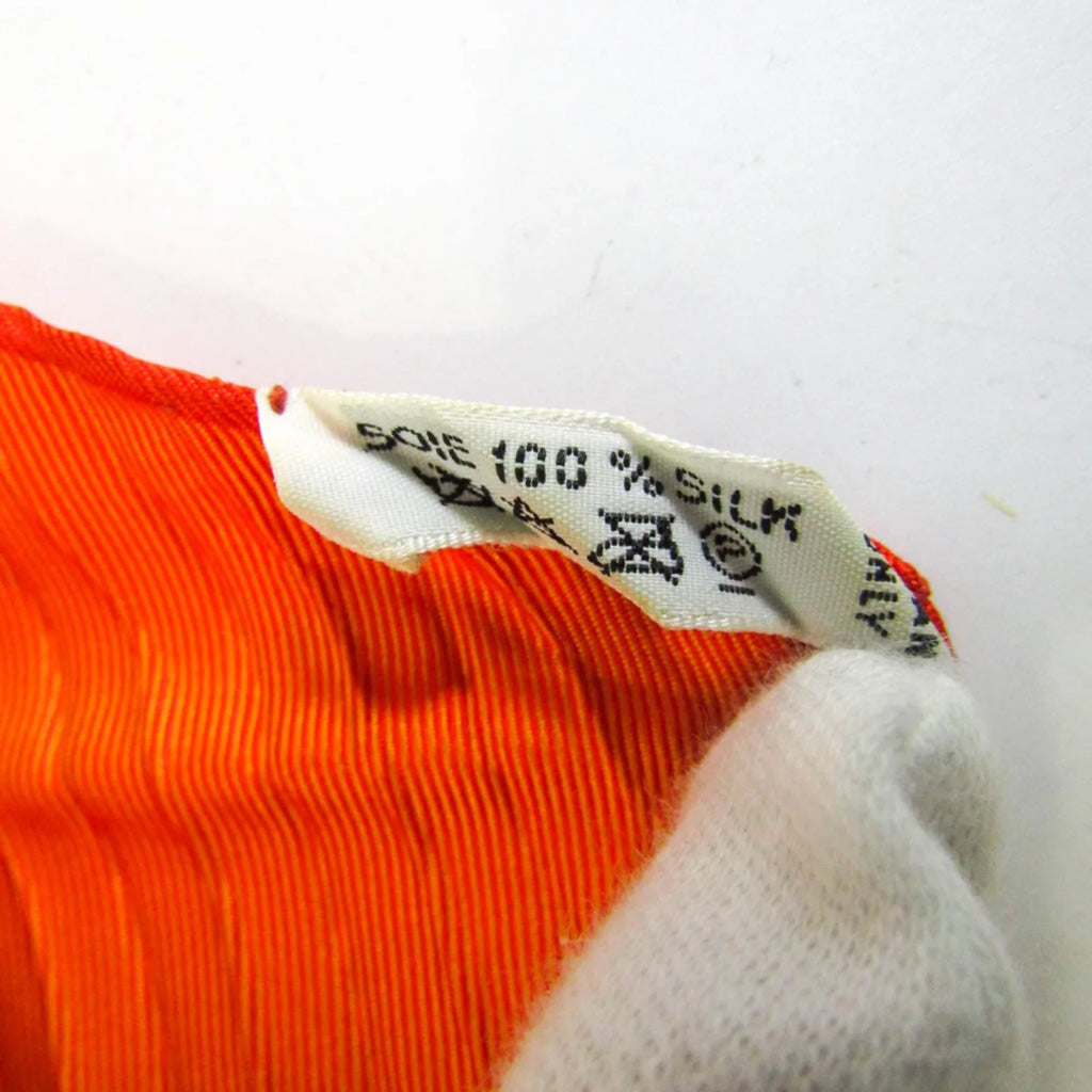 Pre-Owned Hermes Pleats Women's Silk Scarf Orange (Good)