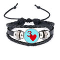Love Jupiter Heart 3 Poker Bracelet Braided Leather Woven Rope Wristband