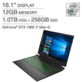 HP Pavilion 16-a0075cl 16.1" Non-touch WLED-backlit IPS Anti-Glare FHD Gaming Laptop - i7-10750H - 12GB DDR4 Memory - 1TB Hdd + 256gb SSD - GeForce GTX 1660 Ti Max-Q - Backlit Keyboard - Windows 10