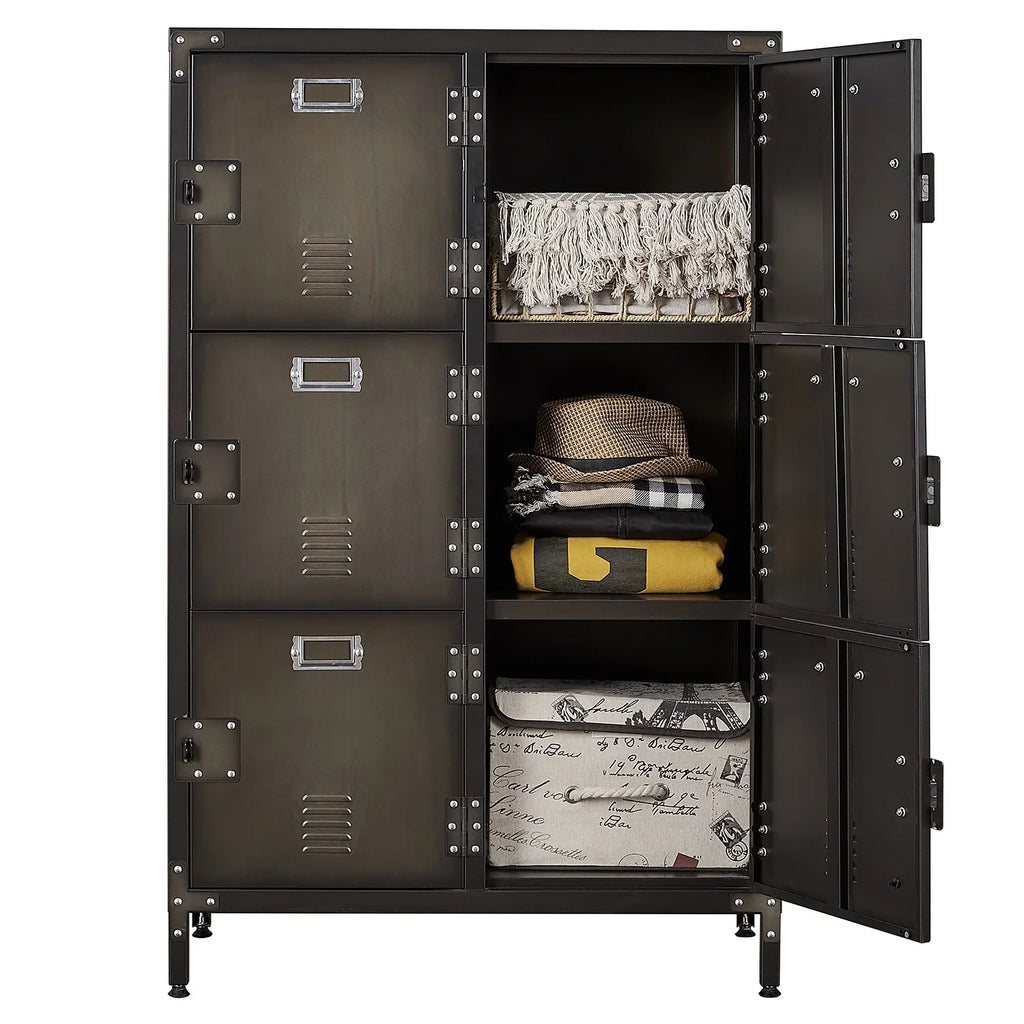STANI Metal Locker 47.3" Steel Storage Cabinet with 2 Shelf ,Office School Gym Bedroom Metal Storage Locker Cabinets Employees Students Steel Locker