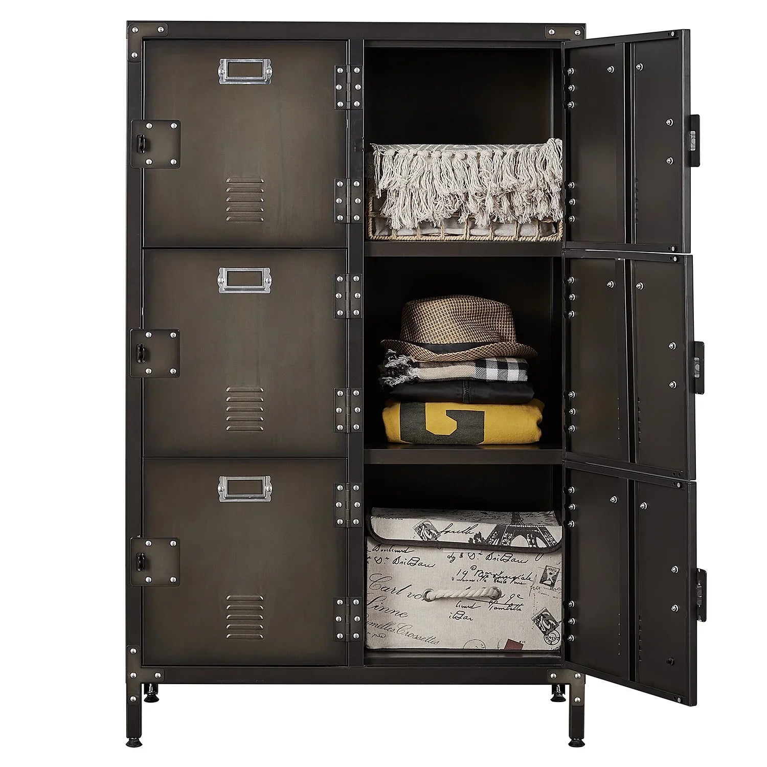STANI Metal Locker 47.3" Steel Storage Cabinet with 2 Shelf ,Office School Gym Bedroom Metal Storage Locker Cabinets Employees Students Steel Locker