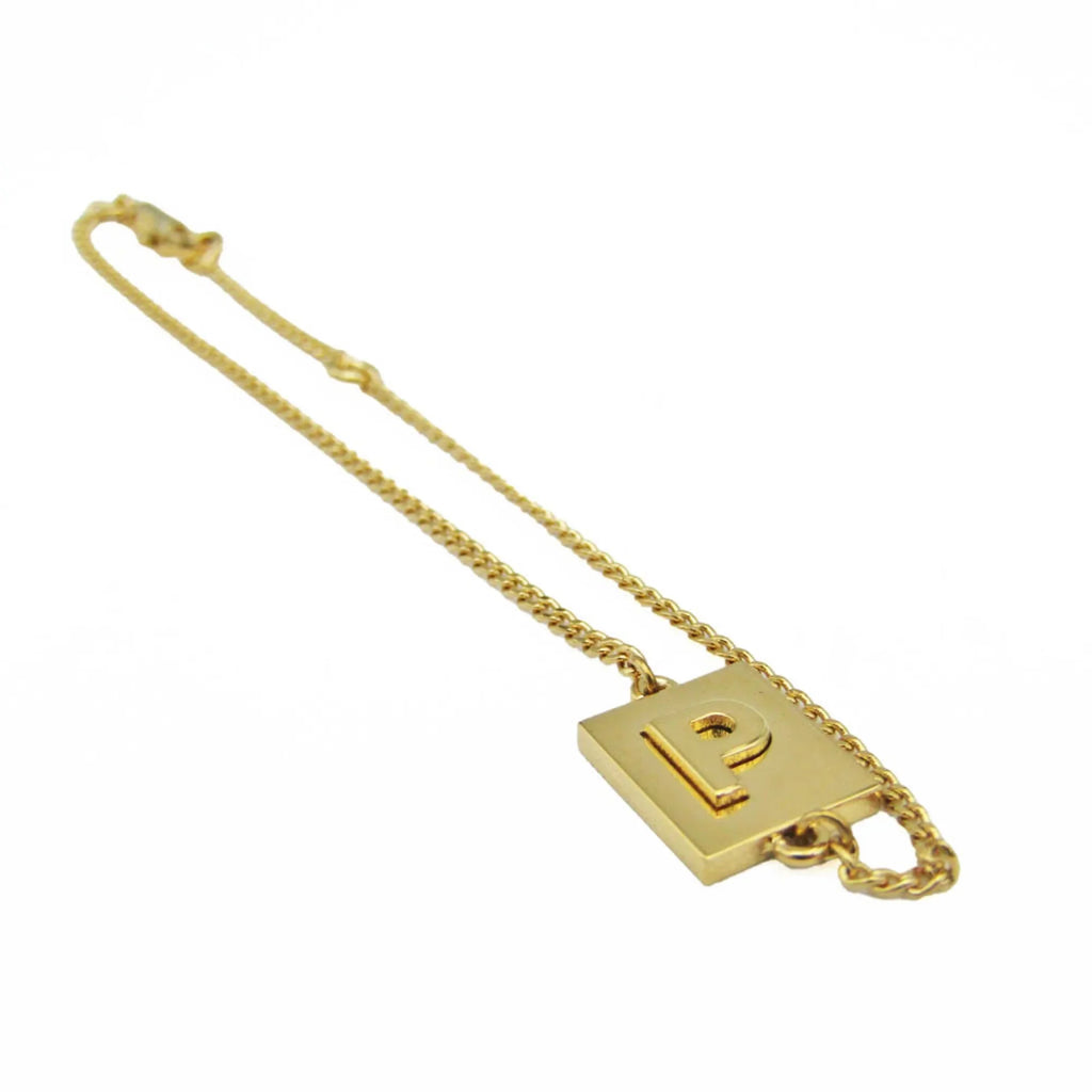 Pre-Owned Celine Alphabet P 46B0 6BRA Metal No Stone Charm Bracelet Gold (Good)