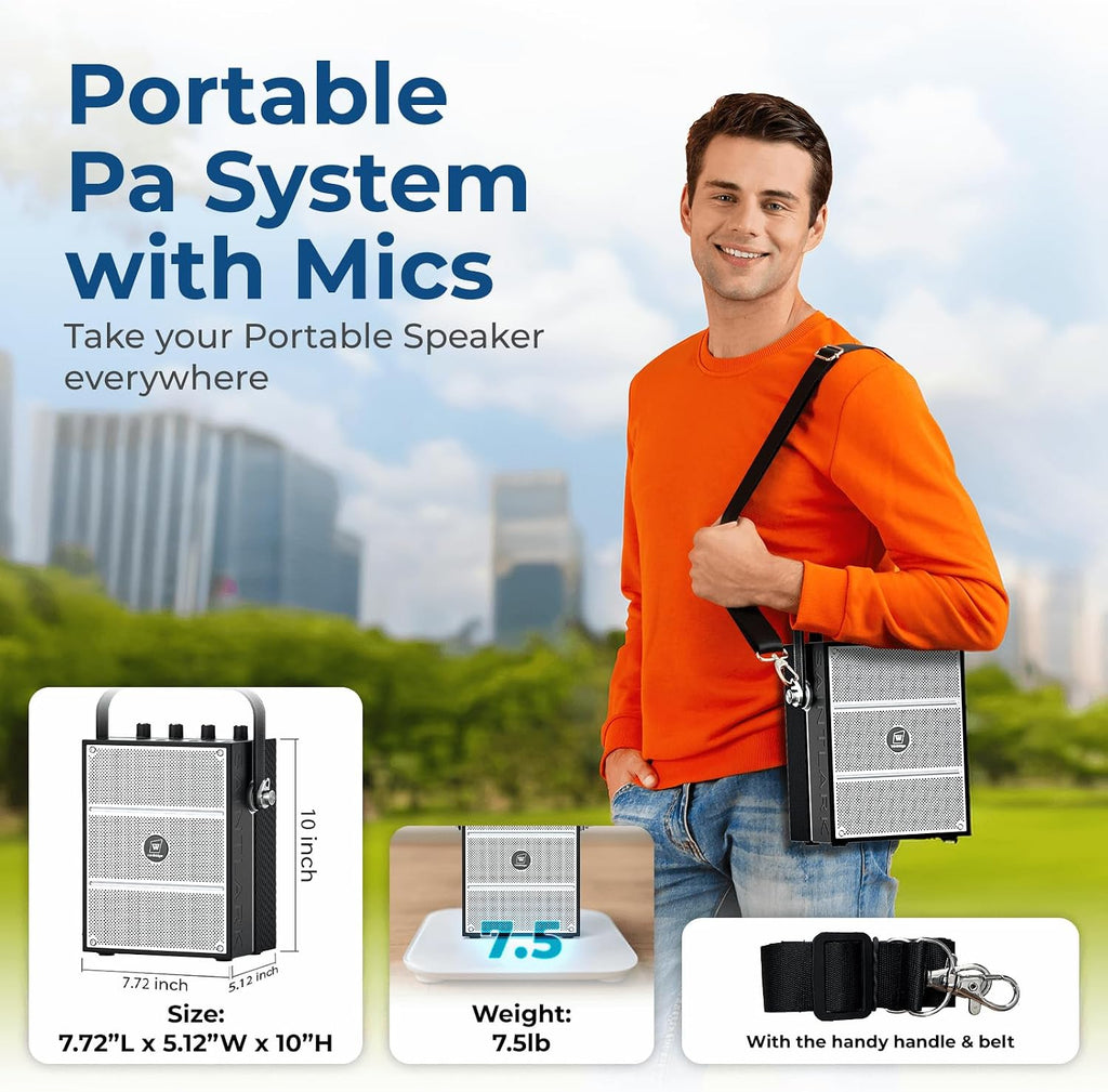 100W Powerful Voice Amplifier with 2 Wireless Microphones S99