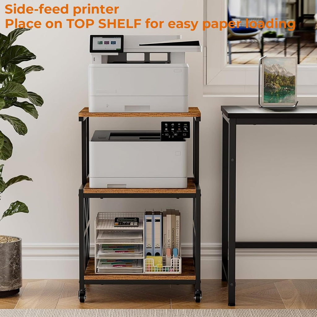 GreenForest Printer Stand with Lockable Wheels, Heavy Duty Printer Table