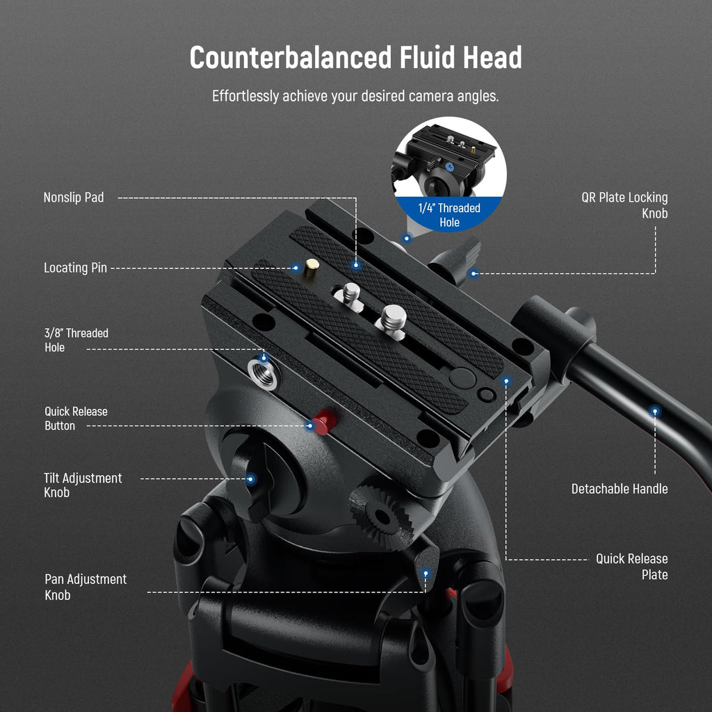 NEEWER 79"/200cm Video Tripod, Heavy Duty Aluminum Alloy Camera Tripod