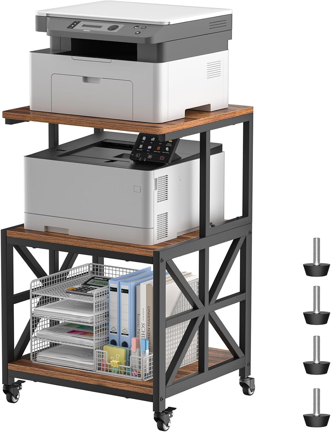 GreenForest Printer Stand with Lockable Wheels, Heavy Duty Printer Table