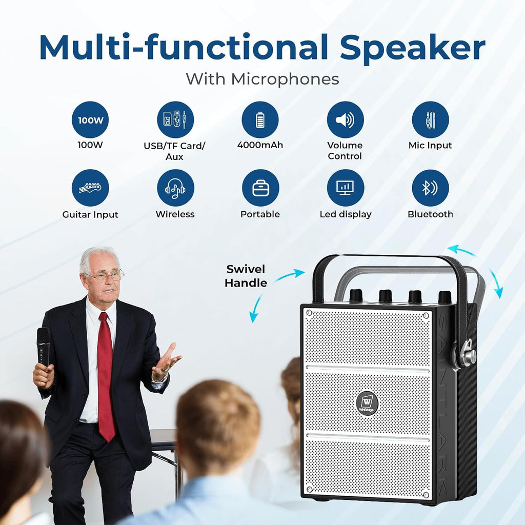 100W Powerful Voice Amplifier with 2 Wireless Microphones S99