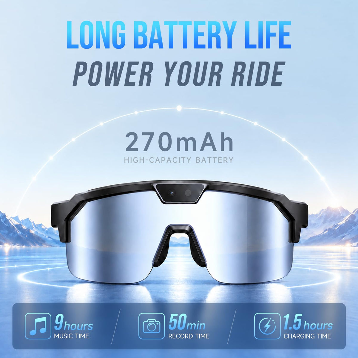AI Smart Glasses with 35MP Camera,1200P EIS Video Recorder for Cycling