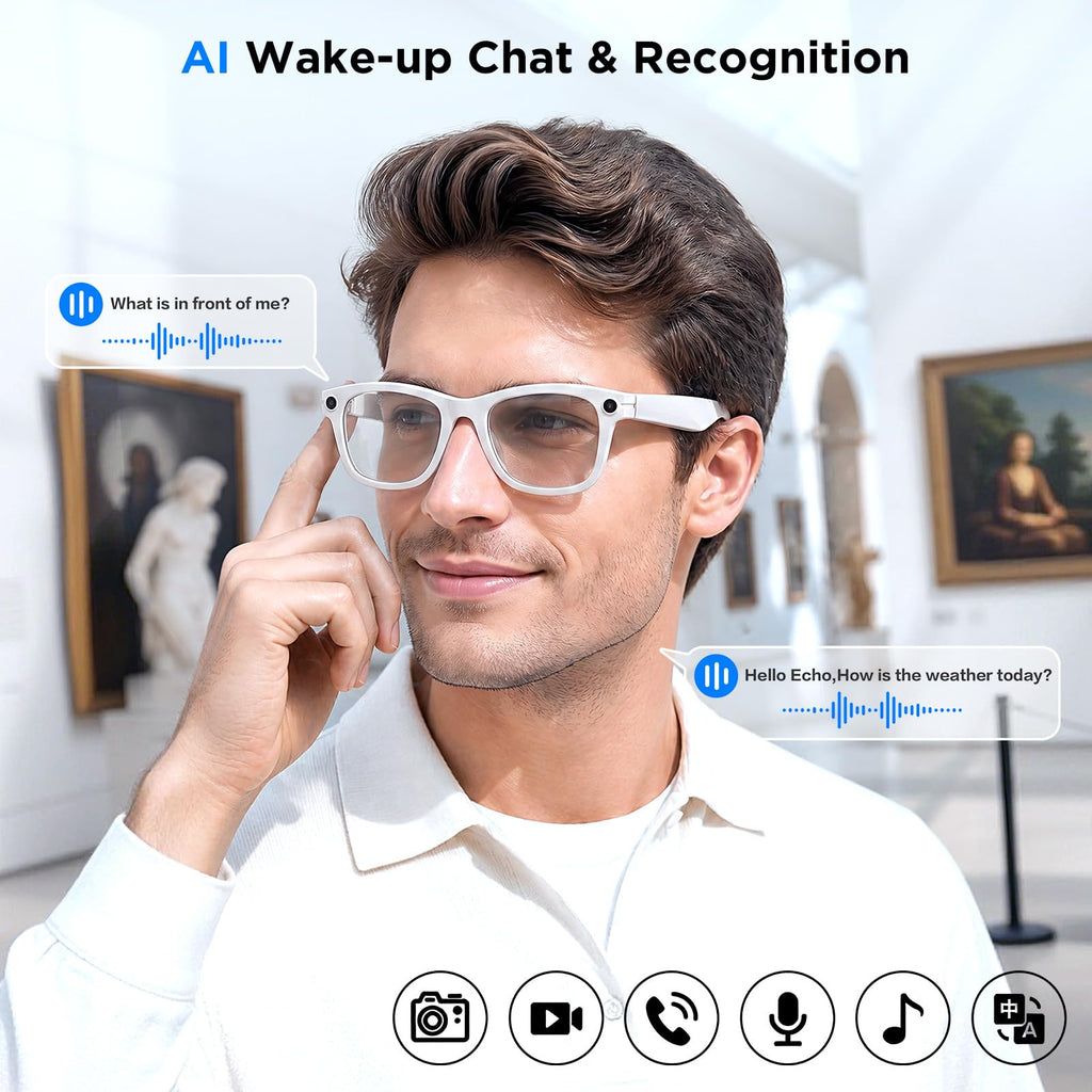 Smart Glasses with Camera, 13MP HD AI Recording Sunglasses for Men Women