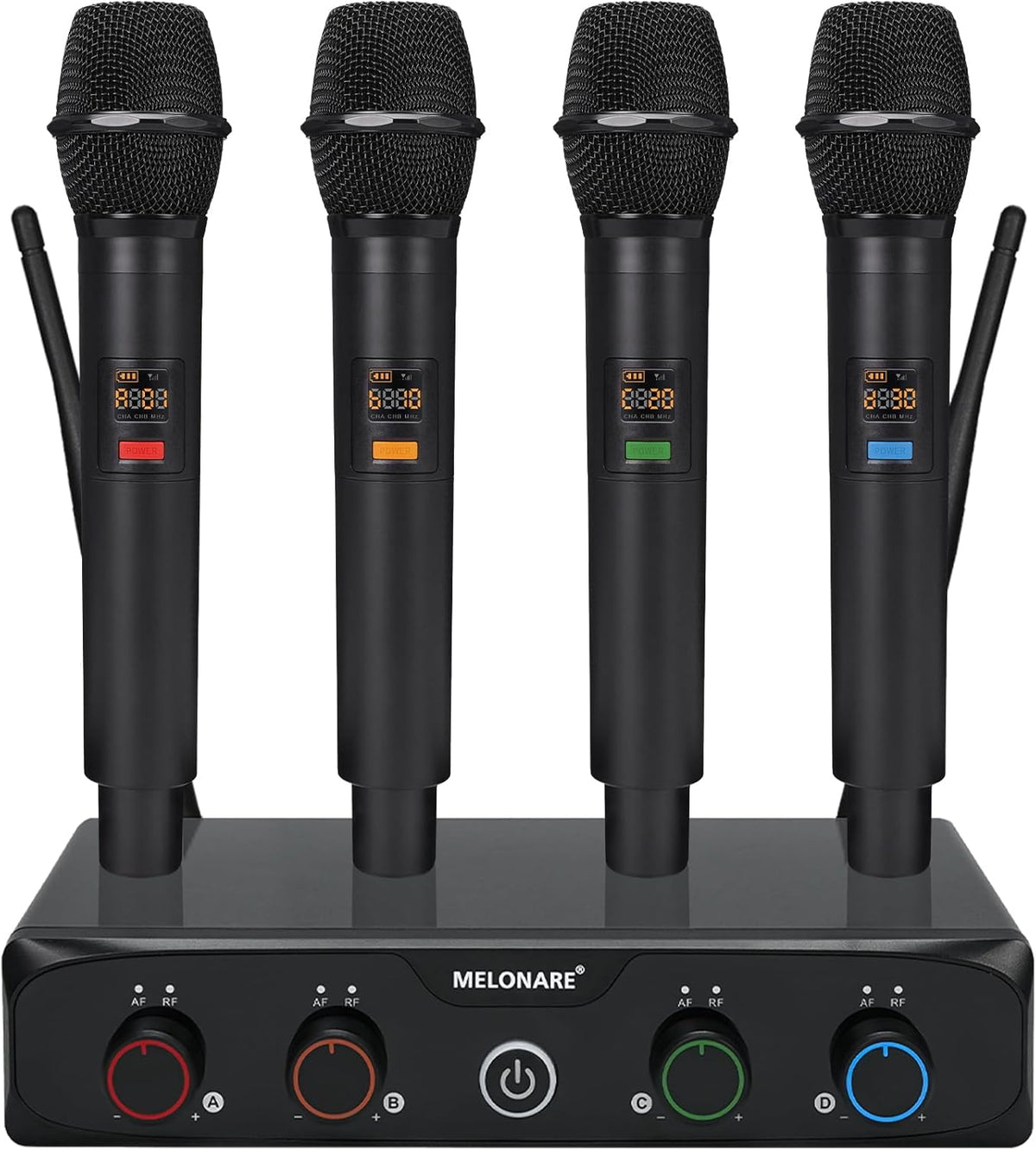 MELONARE 4x10 Freq. UHF Wireless Microphone System, 200FT Stable Signal